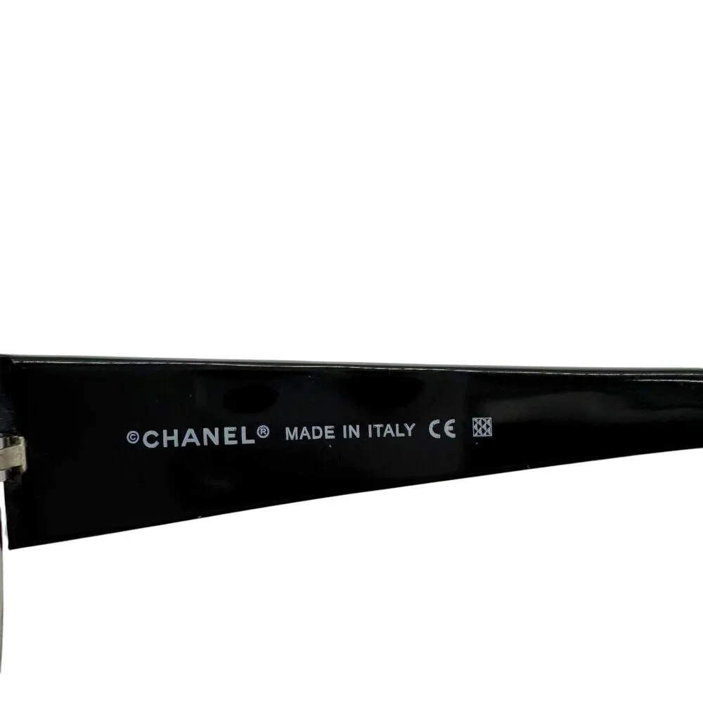 Chanel Black Matelasse Quilted Arm Shield 4126 Sunglasses w/ Case